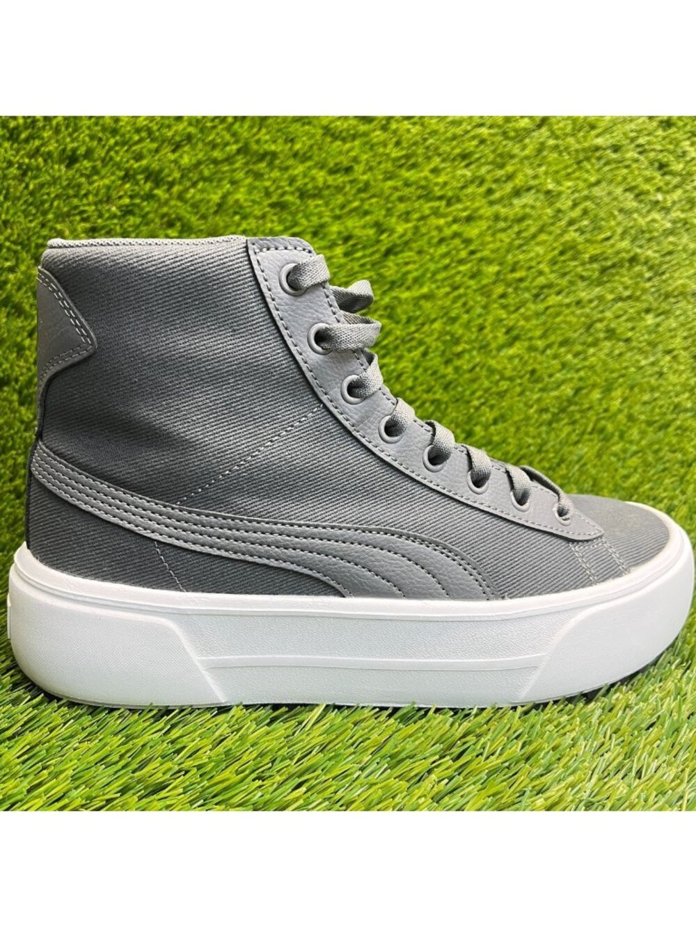Puma Kaia Mid Platform Womens Size 10 Gray White Athletic Walking Shoes Sneakers